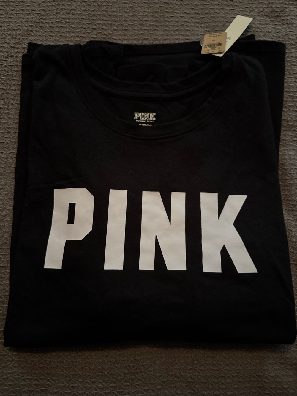 PINK Victoria's Secret Black Tee with White PINK Logo